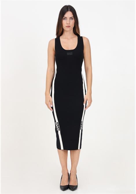 Women's black sleeveless midi dress with logo bands ELISABETTA FRANCHI | AM84S46E2685
